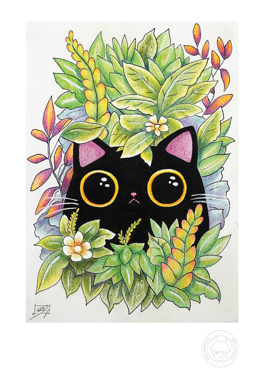 Foliage Cat Colour Print