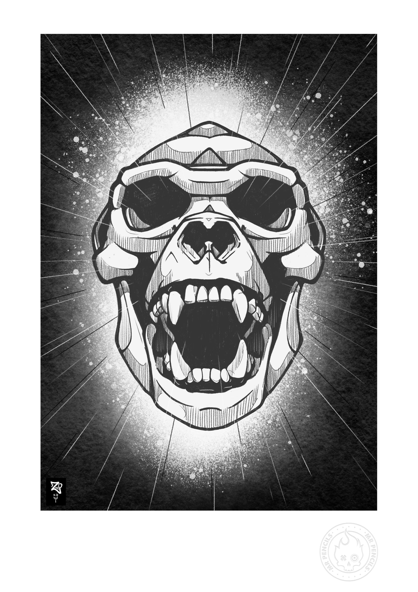 Gorilla Skull Monochrome Print