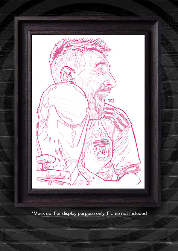 Lionel Messi Sketch Print