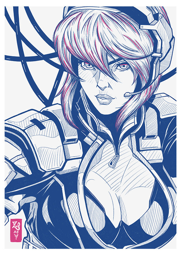 Major Mokoto Sketch Print