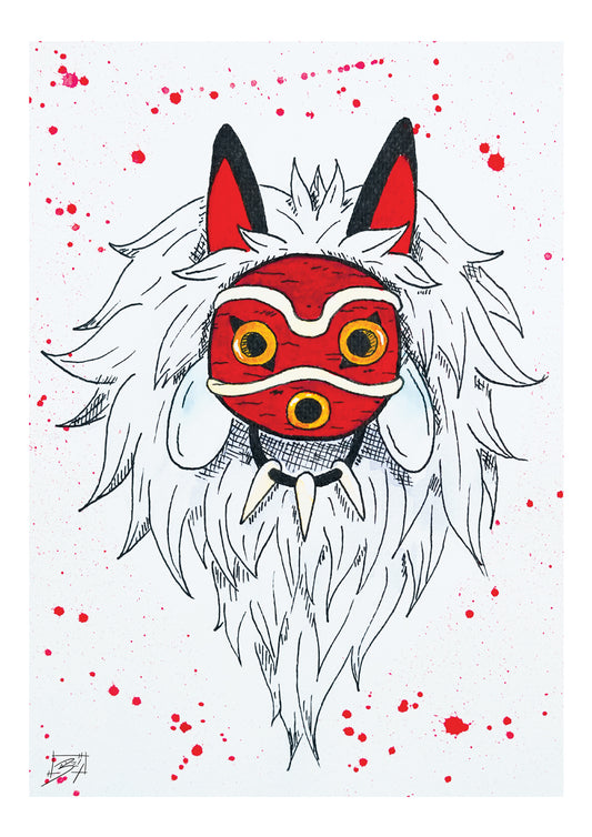 Princess Mononoke Mask Colour Print