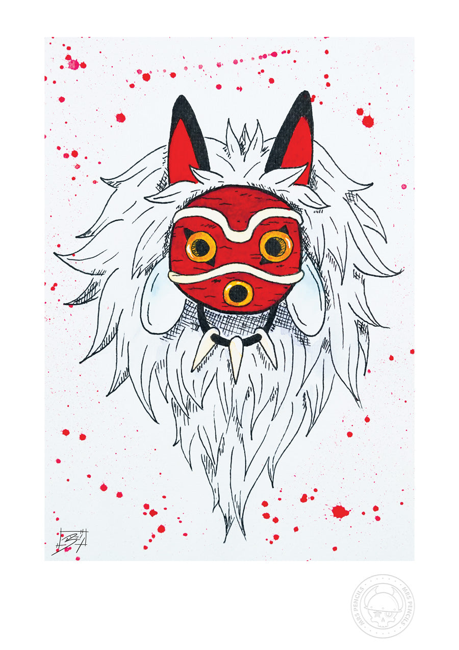 Princess Mononoke Mask Colour Print