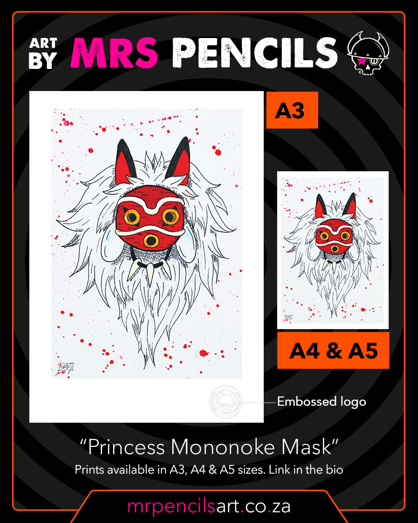 Princess Mononoke Mask Colour Print