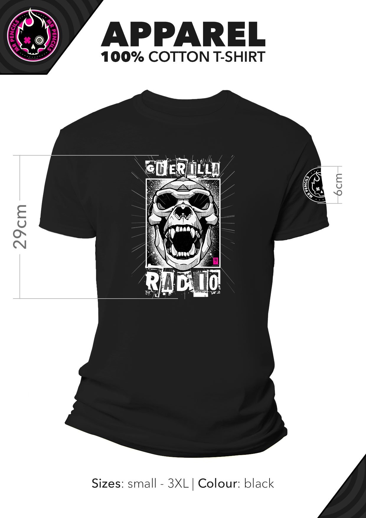 Mr Pencils Guerilla Radio T-Shirt